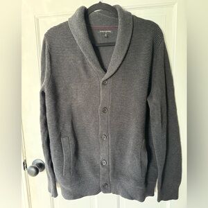 Banana Republic Men's Charcoal Shawl-Collar Cardigan Sweater - Medium